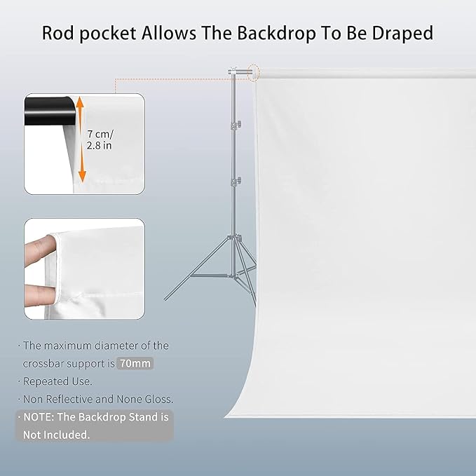 12x10 FT White Photo Backdrop 100% Polyester Photography Background | Non-Reflective, Wrinkle-Resistant, Washable Large White Sheet Backdrop for Professional Photoshoot Portraits Video Studio - Image 3