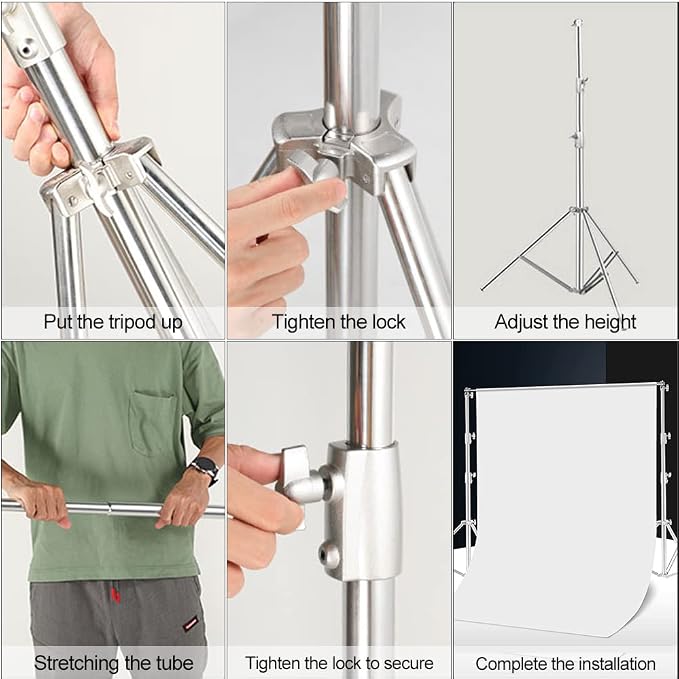 Stainless Steel Backdrop Stand 9.5ftx10ft Photo Stand for Backdrop Video Adjustable Background Support Stands for Portrait & Studio Photography, Photoshoot, Parties, Baby Shower, Birthday, Wedding - Image 4