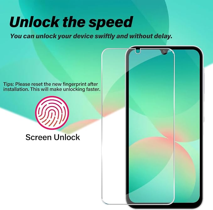 BIGFACE Galaxy A26 Tempered Glass Screen Protector + Camera Lens Protector [2 + 2 Pack][Case Friendly][Anti-Scratch][Ultrasonic Fingerprint Unlock] HD Protective Film for Samsung Galaxy A26 - Image 3