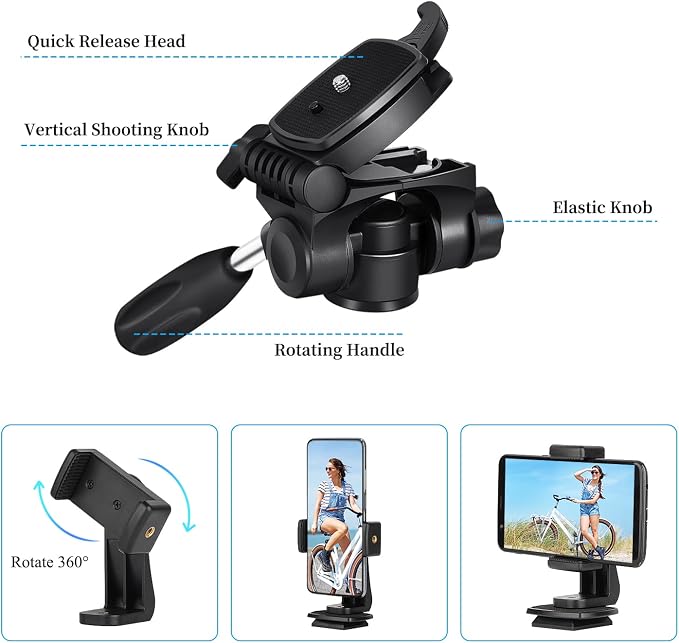 JOILCAN Tripod Camera Tripod, 74" Tripod for Camera Cell Phone | with Phone Holder for Video Recording, Heavy Duty and Tall, Travel Tripod Compatible with DSLR Canon iPhone, Max Load 15 LB - Image 6