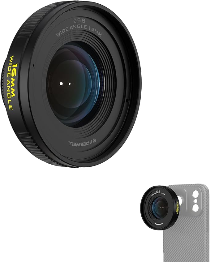 Freewell 16mm Wide Angle Lens for 17mm Mount Phone Case | 105° FOV, Close Focus 0.5m – Perfect for Landscapes, Architecture. by Freewell