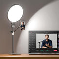1300 Lumens Ring Light with Stand for Desk, Computer & Laptop – Podcast & Streaming Light with Flexible Phone Holder, CRI 98+ Bright Yet Soft Influencer Light for Video Recording, Conference & Calls by Evershop