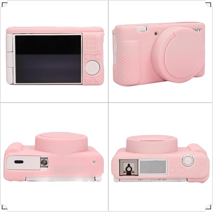 Camera Case for Sony ZV1 Digital Camera.ZV-1 Accessories | Soft Silicone Protective Case Removable Lens Cover,Comes with 2 Screen Protectors and 1 Wrist Strap.(Smoked Pink) - Image 3