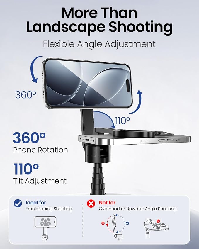 UBeesize 70" Auto-Open Magnetic Tripod for iPhone, MagSafe Selfie Stick with Remote, Portable Phone Stand for Recording, Travel and Vlogging, Compatible with iPhone/Android (Black) - Image 5