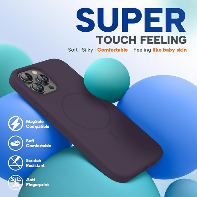 Miracase Silicone & Magnetic for iPhone 12 Pro Max Case, Dark Purple | Compatible with MagSafe, Soft Microfiber Lining, Premium Silicone Case Shockproof Drop Protection Phone Case for 12 Pro Max - Image 4