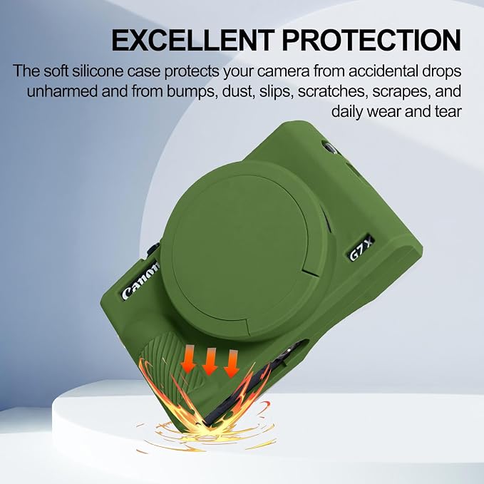 Easy Hood Camera Case Cover for Canon Powershot G7X Mark III Camera(Green) | With Removable Lens Cover,Soft Silicone Protective Case,Anti-Scratch,Slim Fit,Enhanced Grip,Lightweight Camera Accessories - Image 3