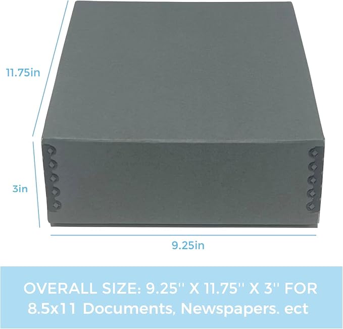 Lineco Drop Front Archival Storage Box, 9.25x11.75x3 in, Gray, 2 Pack | Acid-Free with Metal Edge, Preserves Picture Longevity, Organize Photos, Newspapers, Prints, Documents, Crafts, DIY - Image 2