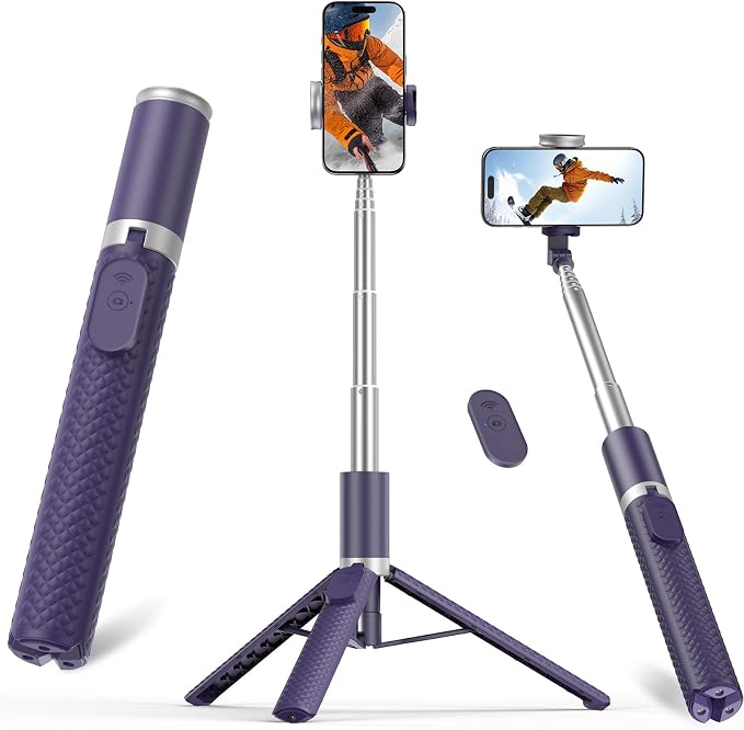 Tripod for iPhone, Selfie Stick with Remote, Stable & Durable Phone Tripod | Portable Travel Cell Phone Stand, Extendable All-in-1 Tripod for Video Recording Compatible with iPhone Android by VIMOSE