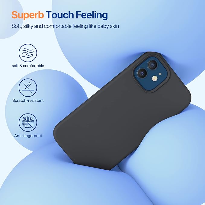 Miracase Silicone for iPhone 12 Case and iPhone 12 Pro Case, Black | Liquid Silicone Gel Rubber Shockproof Drop Protection Phone Case for iPhone 12/12 Pro 6.1 inch - Image 3