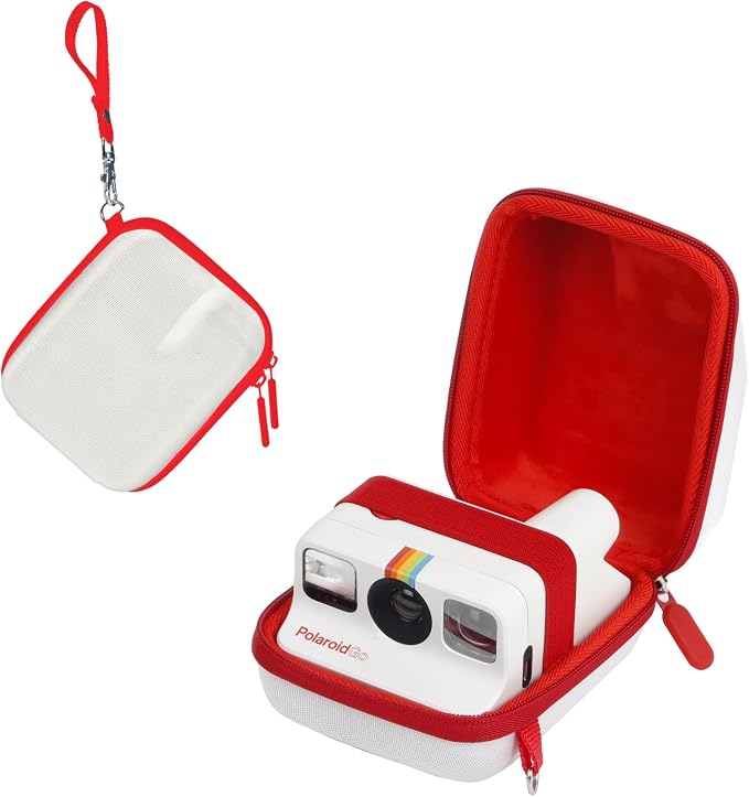 Protective Case for Polaroid Go Instant Film Camera - Camera Bag Compatible with Polaroid Go 9035/9071/ 9070 Storage Case Travel Carry Bag with Wrist Band - White by HIYQIN