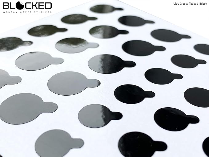 BLOCKED Original Vinyl Webcam Cover Stickers | Restickable & Stackable Privacy Covers | for All Camera-endable Devices | 3-Sizes | 57 Black Tabbed (Ultra Glossy) - Image 4
