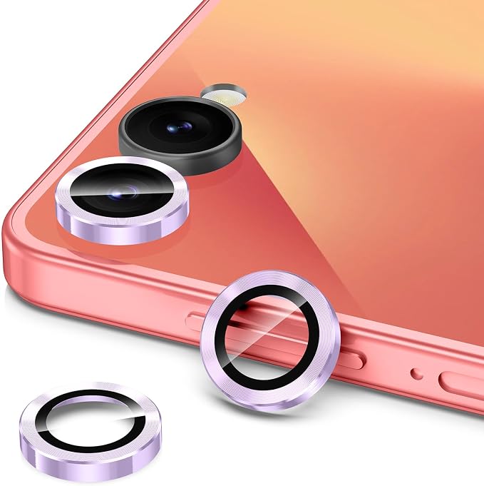 for Samsung Galaxy Z Flip 7 Camera Lens Protector, Individual Metal Ring Tempered Glass Lens Cover, [Strong Adsorption] Scratch Resistant Ultra-Thin HD Clear Lens Cover, 1 Set-Purple - Image 2