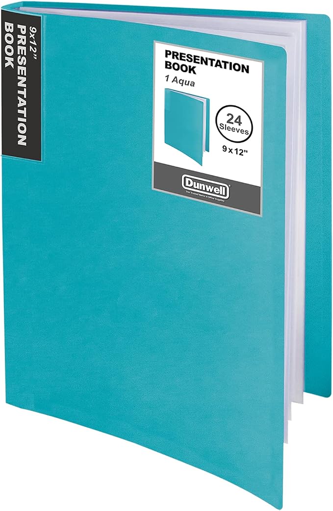 Dunwell 9x12 Presentation Binder, 24 Pockets, Displays 48 Pages, Aqua | Displays 48 Pages, Clear Plastic Sleeves, Acid-Free Poly, Fits 9x12 & A4 Documents - Image 8