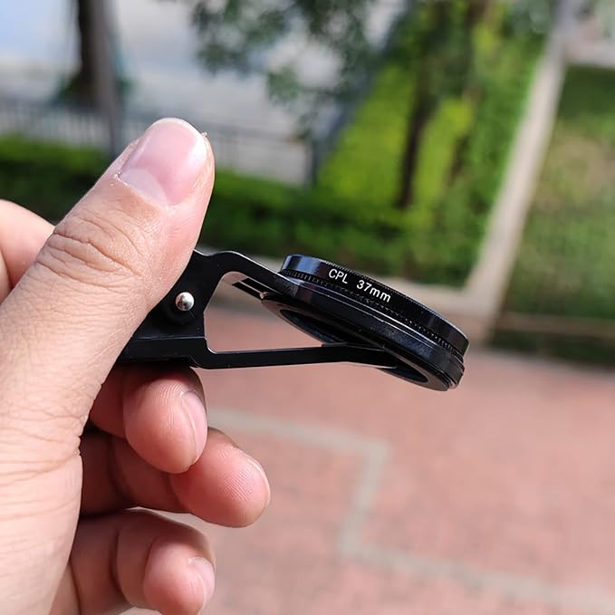 37mm CPL Mobile Cell Smart Phone Camera Professional Lens Circular Universal Polarizer Filter with Clip Reflect Light Removal for 14 13 12 11 Black - Image 3