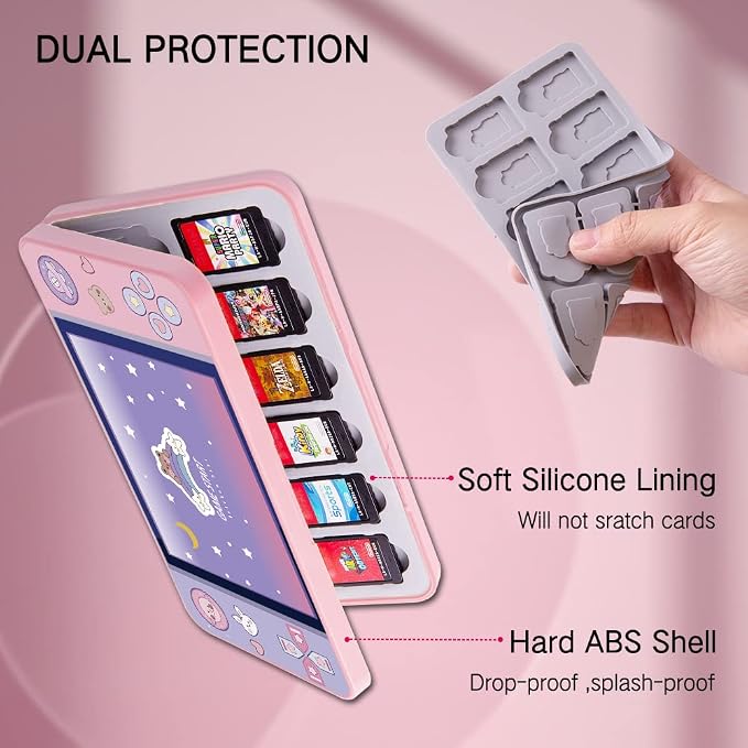 PERFECTSIGHT Switch Game Case Compatible with Nintendo Switch 2/ OLED/ Lite, 24 Switch Game Holder，Cute Switch Game Card Case Cartridge with 24 Slots Card Storage (Rabbit Bear) - Image 5