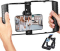 Movo SPR-20 Foldable Smartphone Video Rig Cage | Cold Shoe Mounts for Microphone or LED Light, Vlogging Mount Compatible with iPhone, Android by Movo
