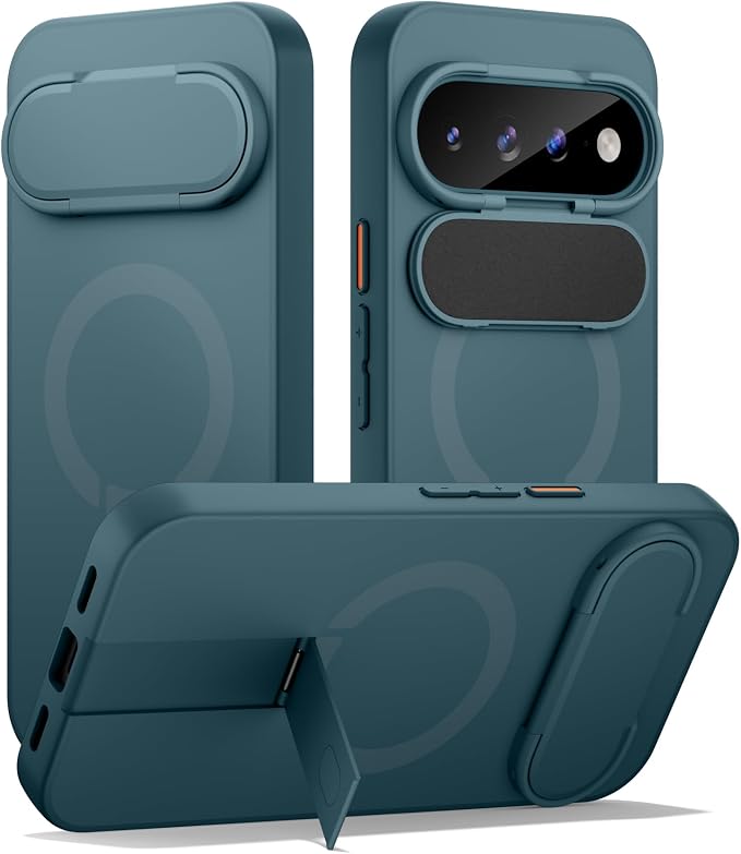 SURITCH for Google Pixel 11/11 Pro Phone Case, Compatible with MagSafe, Protective Cover with Camera Cover & Adjustable Metal Kickstand for Pixel 11/11 Pro 2026 -Lake Green by SURITCH