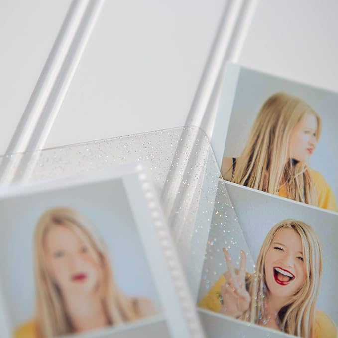 Photo Album For 2X6 Photo Booth Slip In Strips And 4X6 Pictures - 6 Ring Notebook Binder With 20 2 By 6 Sleeves - Fits 80 Photobooth Prints (CLEAR SPARKLE, 2X6) - Image 8
