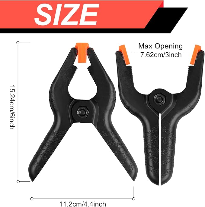 4 Pack Spring Clamps, 6inch Plastic Clips, Backdrop Clips, Big Clamps Heavy Duty, Spring Clips for Crafts, Backdrop Stand, Woodworking, Photography Studios (Black) - Image 2
