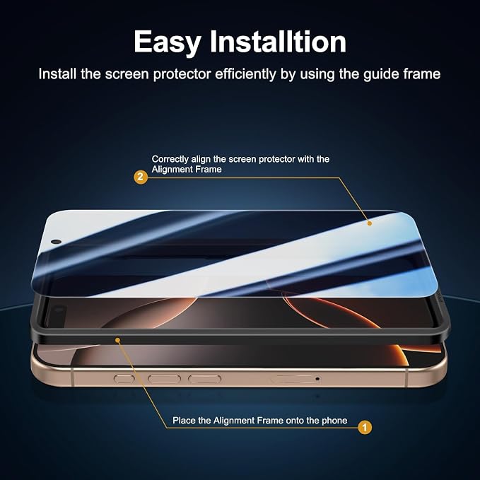 NEW'C 3x Privacy Screen Protector for iPhone 16 Pro (6.3 inches)+ 3x Camera Lens Protector, Sensor Protection, Case Friendly Tempered Glass Film, Ultra Resistant, Easy installation tool included - Image 3