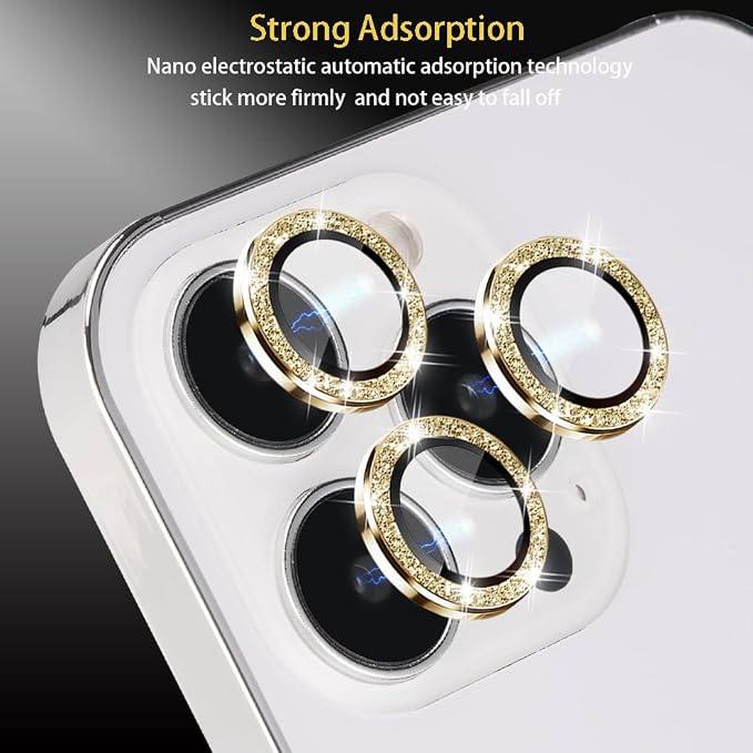 Camera Lens Protector for iPhone 16 Pro/16 Pro Max, Glitter Gold | Tempered Glass, Auto-align Tray, Easy Installation, Case Friendly, Anti-Scratch, HD Clear, Ultra Slim - Image 4