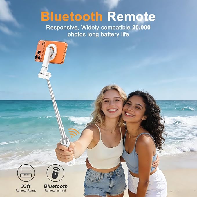 Upgrated 5-in-1 Magnetic Selfie Stick with Remote for Cell Phone 360° Rotation.Can Transforms into Mini Tripod/Camera Grip/Handheld Stabilizer/Phone Stand.Extend to 25 inches - Image 5