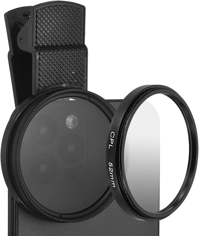 PATIKIL 52mm Phone Camera Lens, Clip-On Polarizer Filter Circular Polarizing Lens for Most Smart Phones and DSLR Cameras, Black by PATIKIL