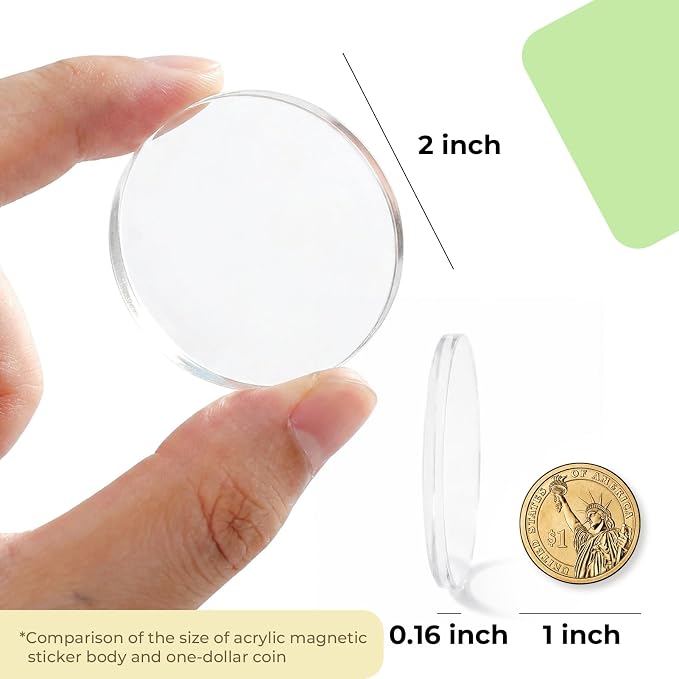 24 Pack Clear Acrylic Fridge Magnets, Blank Round Photo Insert Magnets DIY Picture Frames for Refrigerator, Whiteboard, Home Office Organization & Custom Gifts - Image 6