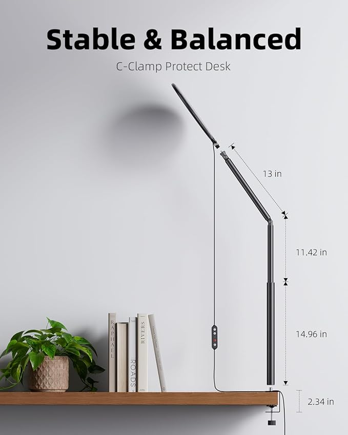 10.2" Desk Ring Light with Stand, 360° Rotate Desk Lamps for Home Office with C-Clamp, Flexible Height Desk Light, Adjust Arm Ring Light for Desk, Podcast, Gaming, Recording, Zoom Lighting - Image 6