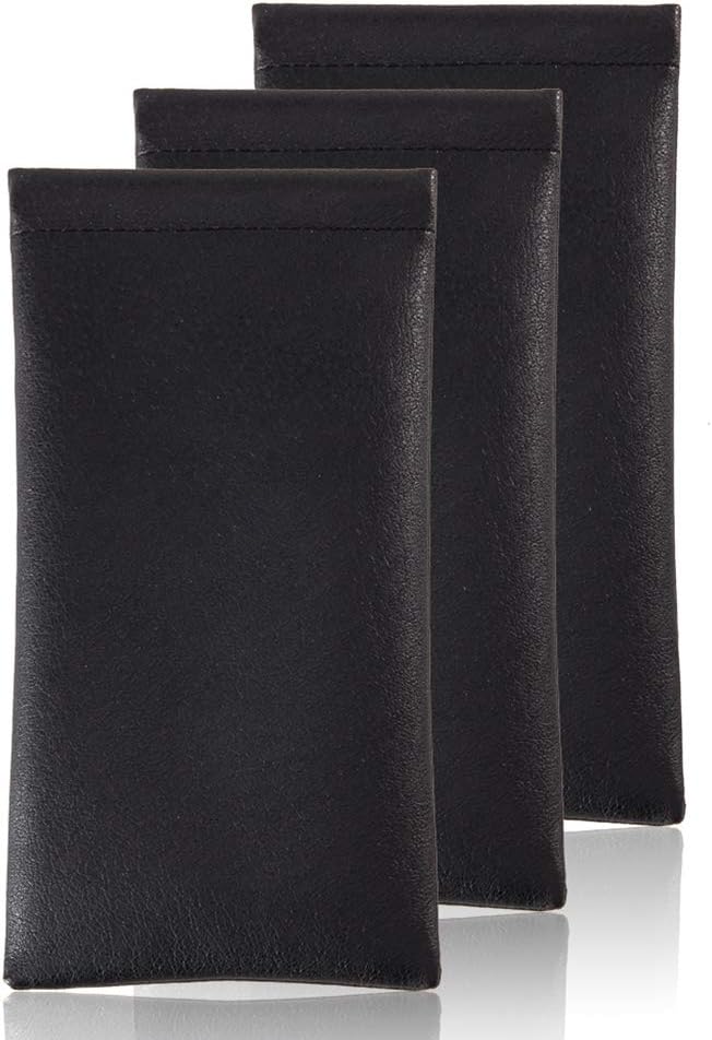 TRIUMPH VISION Eyeglass Case Glasses Case Soft Sunglass Pouch Sleeve 3 Pack | Slim Lightweight Alternative to Bulky Case, Leather Lined Protect Lens, Squeeze Easy to Use, Stylish Portable for Daily Use by TRIUMPHVISION