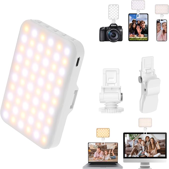 BANSINE Portable LED Photo Light - USB-Rechargeable, Up to 6500K Color Temperature for Selfie, Zoom Conference, Video, Makeup by BANSINE
