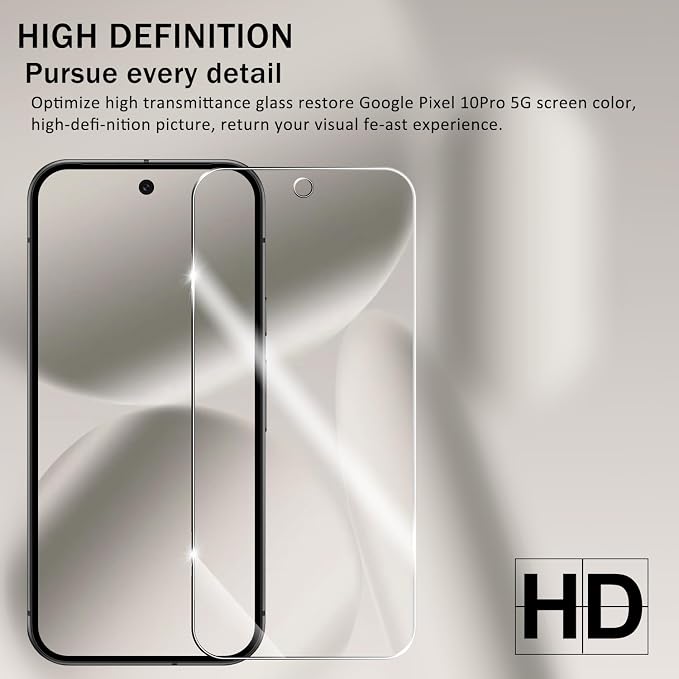 Screen Protector for Google Pixel 10 Pro, [2+2 Pack] Tempered Glass & Camera Lens Protectors[Ultrasonic Fingerprint Unlock] [Case Friendly] [Bubble-Free] Screen Protector Glass For Pixel 10 Pro - Image 6