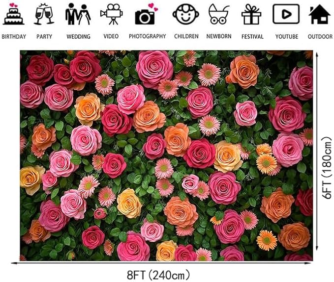 Floral Backdrop for Photography Mother's Day Backdrop Wedding Backdrops Spring Flower Photography Backdrop Backdrops for Photographers Studio Props 8X6FT 049 - Image 6
