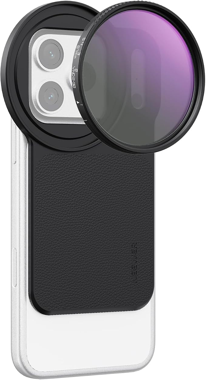 NEEWER 6.9" Magnetic Phone Lens Filter Mount Adapter Backplate Accessories with 67mm Variable Neutral Density Filter (ND 2-32) Compatible with MagSafe iPhone 12/13/14/15/16/17 Pro Max & 14/15/16 Plus by Neewer