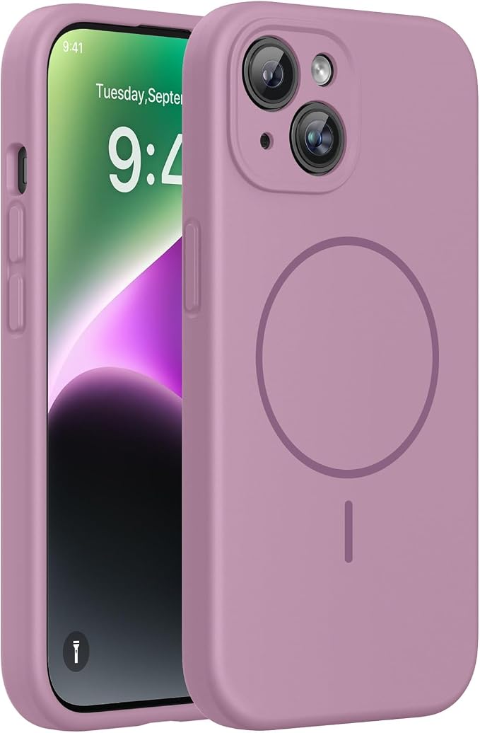 miracase Magnetic for iPhone 14 Plus Case, [Soft Anti-Scratch Microfiber Lining], Compatible with MagSafe, Silicone Shockproof Protection Phone Case for iPhone 14 Plus,Blackcurrant by Miracase