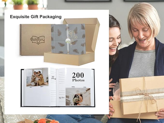 Holoary Photo Album 4x6 200 Photos, 200 Pockets 4”x6” Picture Album, Linen Fabric Cover Big Picture Book for Photos with Writing Area, 4x6 Photo Albums for Family Weddings Travel Memories(Black) - Image 9