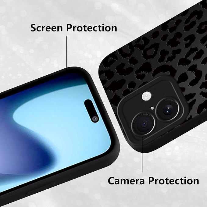 Cute Black Cheetah Print Phone Case for iPhone 17 6.3" | Aesthetic Leopard Pattern Design Cover Full Camera Lens Protective Shockproof Soft Slim TPU Funda for Men Women Girls - Image 5