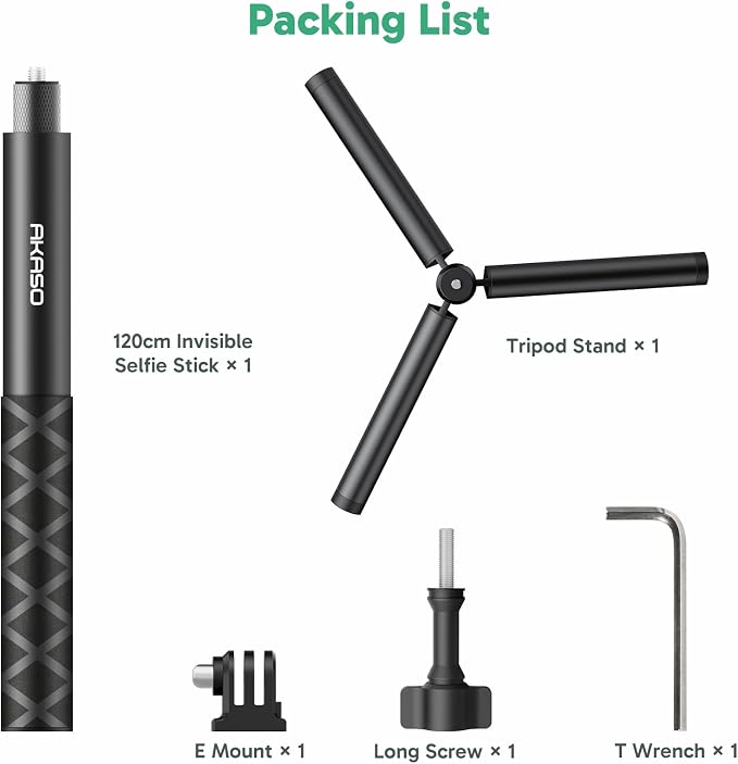 AKASO 49.2"/120cm Selfie Stick Tripod Extendable Action Camera Mount | Compatible with AKASO EK7000/Brave 4/EK7000 Pro/Brave 7 LE/Brave 7/GoPro Hero 13/12/11/10/ 9/Max/DJI Osmo Action 5/4/3 - Image 7
