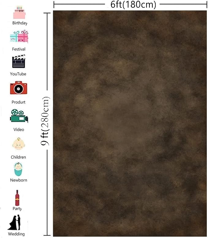 6x9ft Dark Brown Mottled Texture Photography Backdrop for Portrait Photo Studio Prop Abstract Background for Photographyer - Image 3
