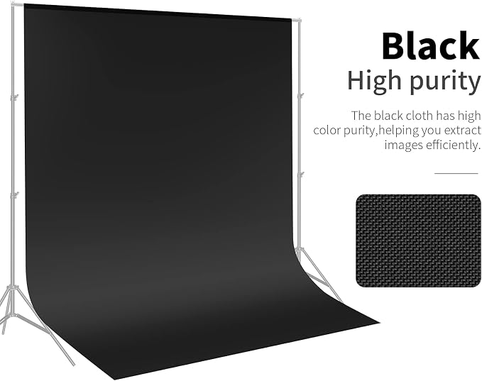 NEEWER 6x9 feet/1.8x2.8m Photo Studio 100% Pure Polyester Collapsible Backdrop Background for Photography, Video and Television (Backdrop Only) - Black - Image 7
