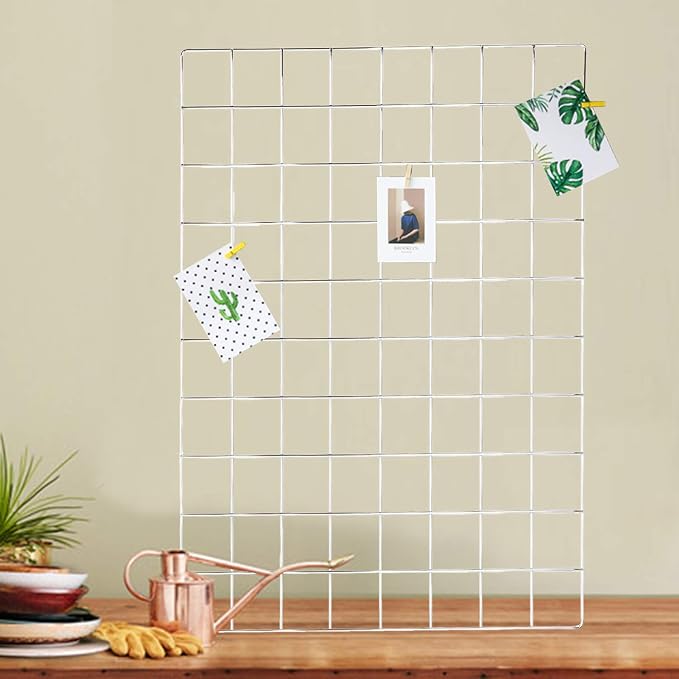 2 Pack Large Wall Grid Panels with Light and Clips, Photo Display Board, Picture Frame Collage Board, Wire Grid Wall Panel Room Decoration,Silver | Picture Frames Collage , Wire Grid Wall Panel Room Decoration - Image 4