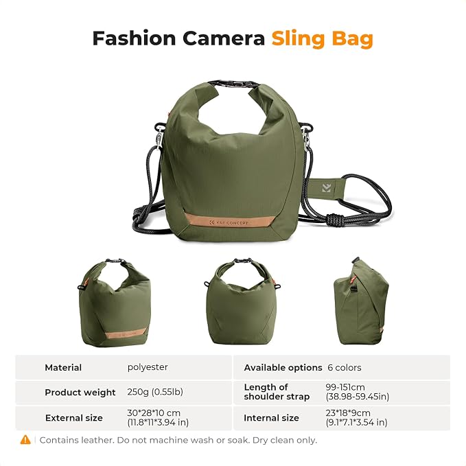 K&F CONCEPT Camera Sling Bag Small Camera Compact Case | Cute Soft Camera Pouch, Handbag, for Urban Street Photography, BS05 - Image 8