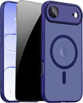 for iPhone Air Case with Privacy Screen Protector, Blue | Full Camera Protector, Magnetic, Compatible with MagSafe, Translucent Matte Shockproof Phone Cover for iPhone 17 Air Case by ZOZDOKG