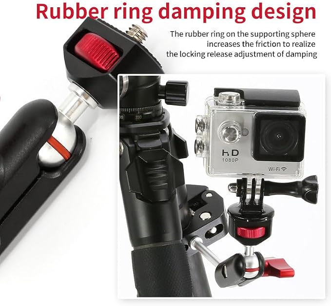 REFLEX CAMERA Super Clamp & Magic Arm Mount with Double Ball Head – 2kg Load Capacity, 1/4” & 3/8” Screw, Adjustable for Monitors, LED Lights, Mics, Smartphone, Gopro - Flexible & Durable - Image 9