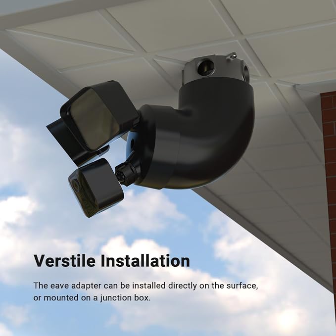 Eave Mount for Ring, Blink and Wyze Floodlight Camera, Black | 90° eave adapter, mounts floodlight cam upright like on wall, durable plastic, hardware included - Image 5