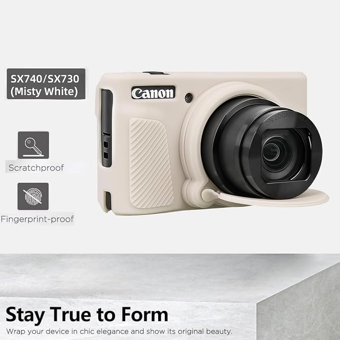 Camera Case for Canon PowerShot SX740/ SX730 Digital Camera, SX740 HS Case | Soft Silicone Protective Case Removable Lens Cover, Comes with 2 Screen Protectors and 1 Wrist Strap. (Mist White) - Image 7