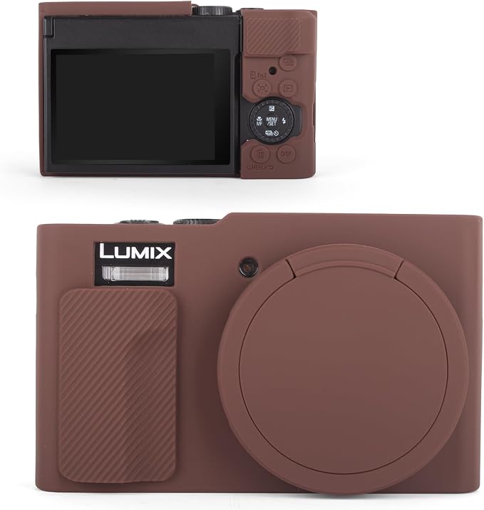 MUZIRI KINOKOO Silicone Sleeve Compatible for Panasonic Lumix ZS99 Camera - Soft Protective Cover for DC-ZS99/TZ99 Digital Camera with Removable Lens Cover - Anti-Slip & Anti-Scratch - Coffee by MUZIRIKINOKOO