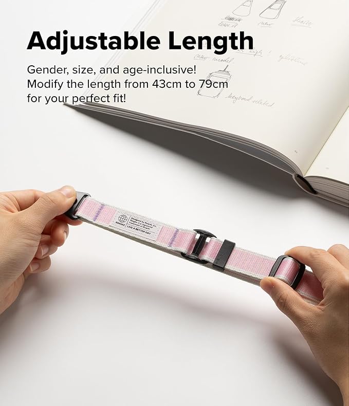 Ringke Phone Lanyard [Lanyard Strap Stripe Pink] for Camera | Travel Essentials, One-Touch Buckle, Premium Material Phone & Camera Accessories, Adjustable Sturdy Universal Neck Strap - Image 4