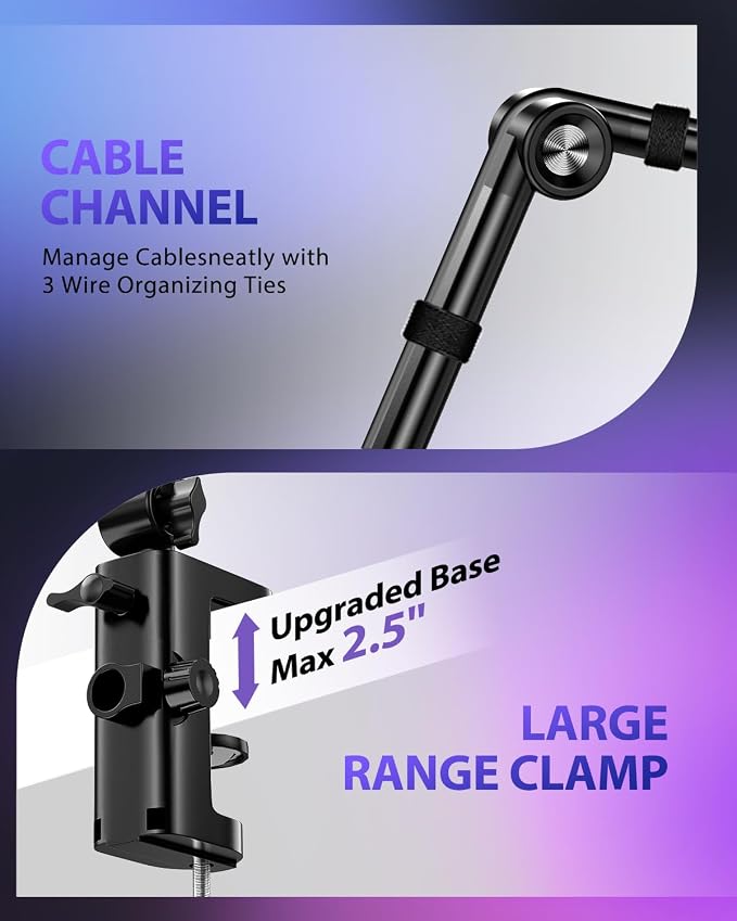 UBeesize Microphone Boom Arm, Aluminum Alloy Mic Arm Stand | 360° Rotatable Desk Mount with 3/8" to 5/8" Adapter, Compatible with Blue Yeti, HyperX QuadCast, Shure SM7B, Podcast & Gaming - Image 6