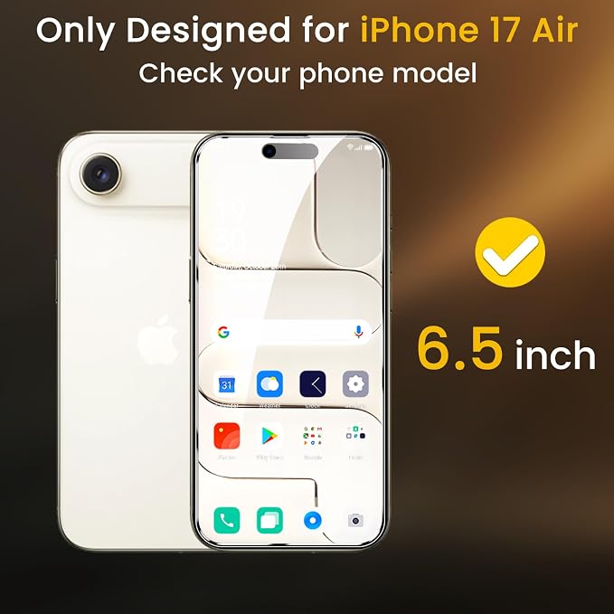 Romkasi 3 Pack Privacy Screen Protector for iPhone 17 Air 6.5 Inch with 3 Pack Camera Lens Protector, Anti Spy Tempered Glass Film, Anti-Scratch, Touch Sensitive, Case Friendly - Image 2